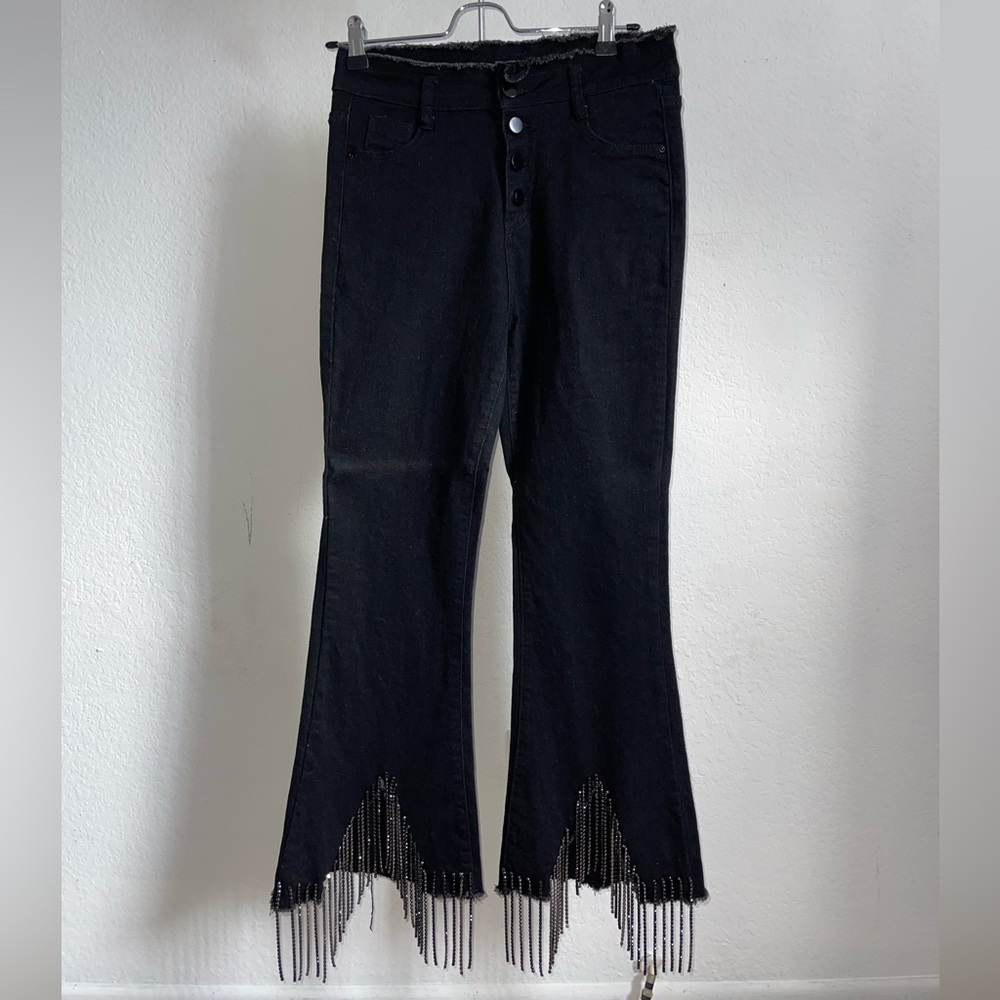 Buckle- Blue B Rhinestone Fringe Jeans
